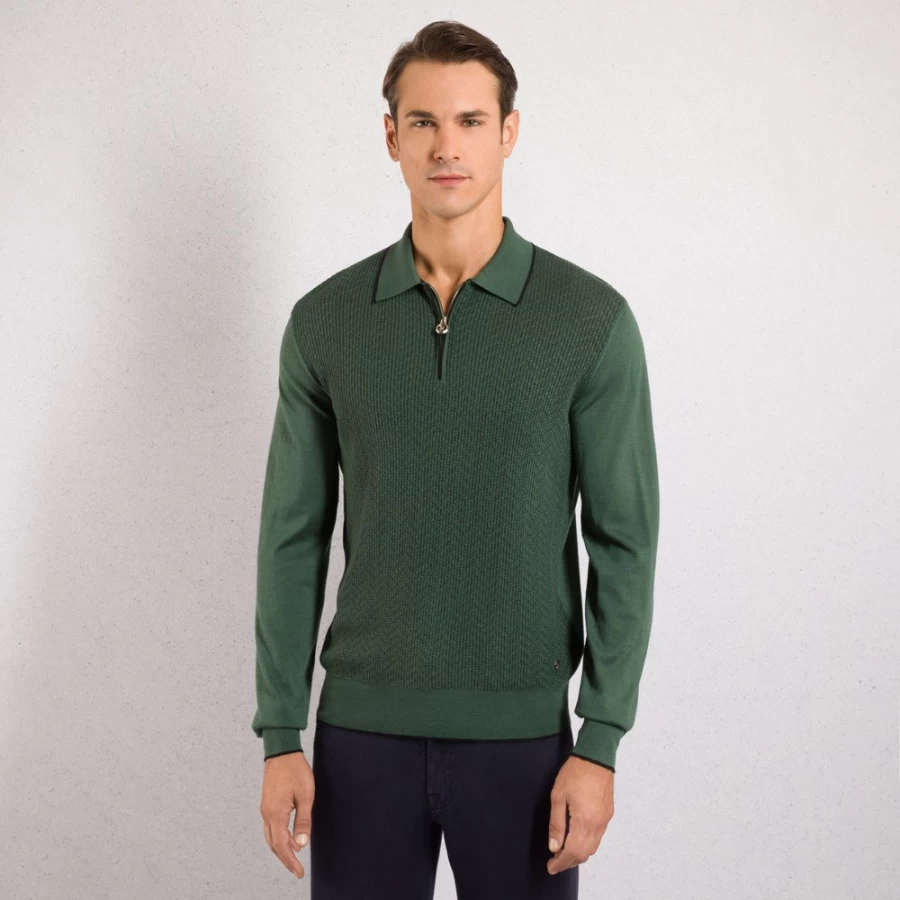 Stefano Ricci Men's Premium Zip Polo Shirt in Elegant Color F23375_3532