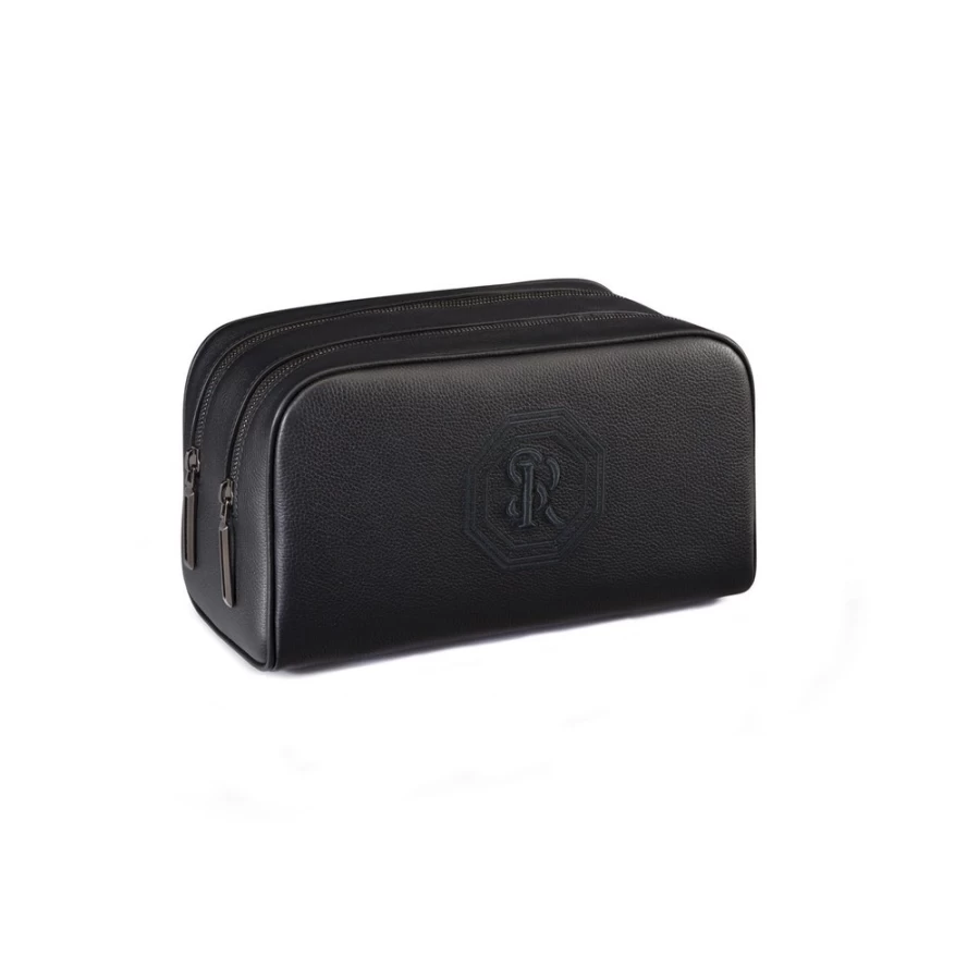 "Stefano Ricci Luxury Calfskin Leather Toiletry Bag for Men – Premium Travel Cosmetic Case"