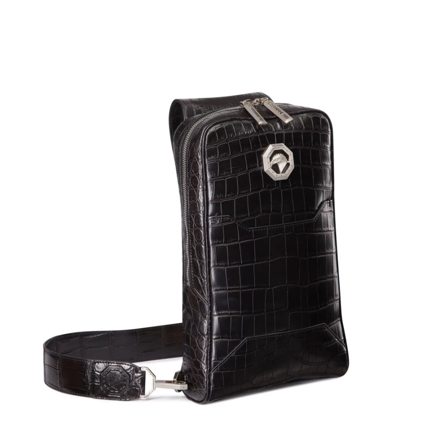Stefano Ricci Handmade Genuine Crocodile Leather Sling Backpack for Men Luxury Designer Bag