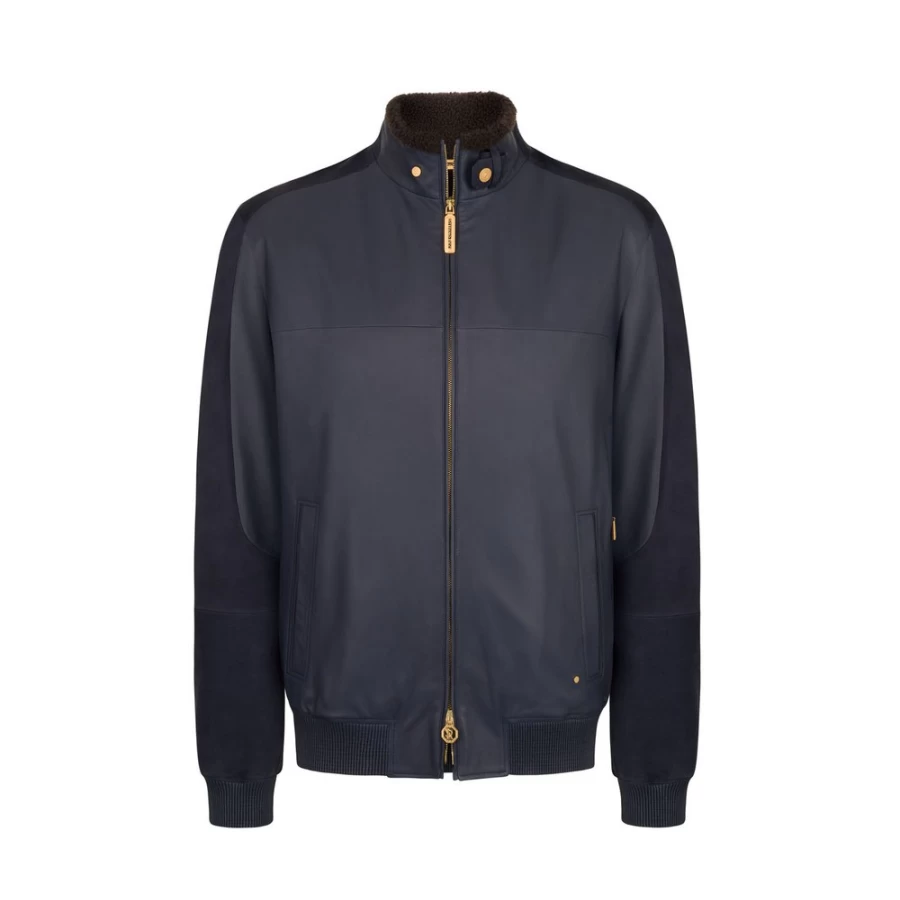 "Stefano Ricci Men's Luxury Blouson Jacket in Lambskin, Shearling & Crocodile Leather"