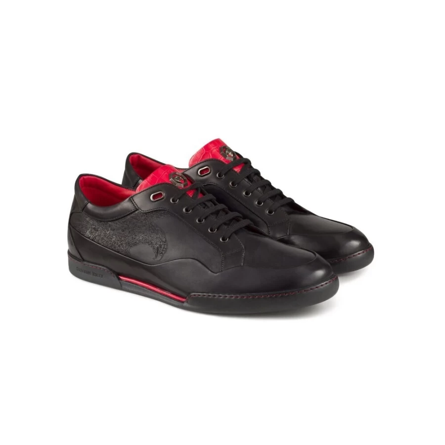 "Stefano Ricci Luxury Men's Sneakers in Genuine Calfskin & Exotic Crocodile Leather"