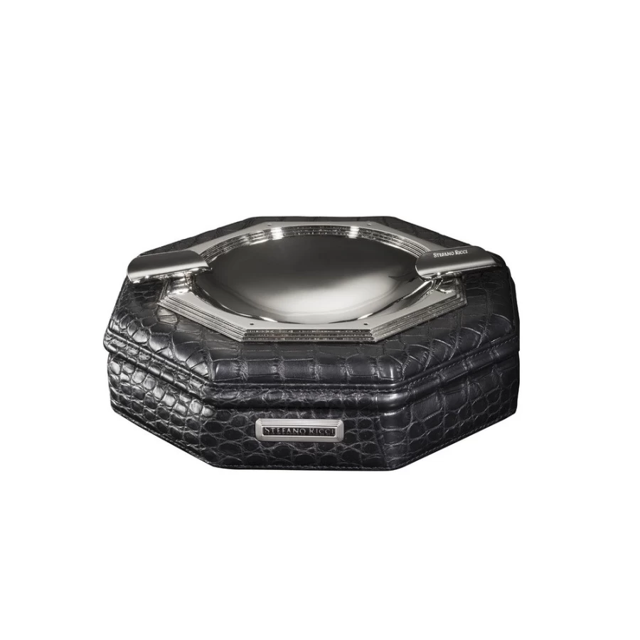 Stefano Ricci Luxury Crocodile Leather Cigar Ashtray for Premium Smoking Accessories