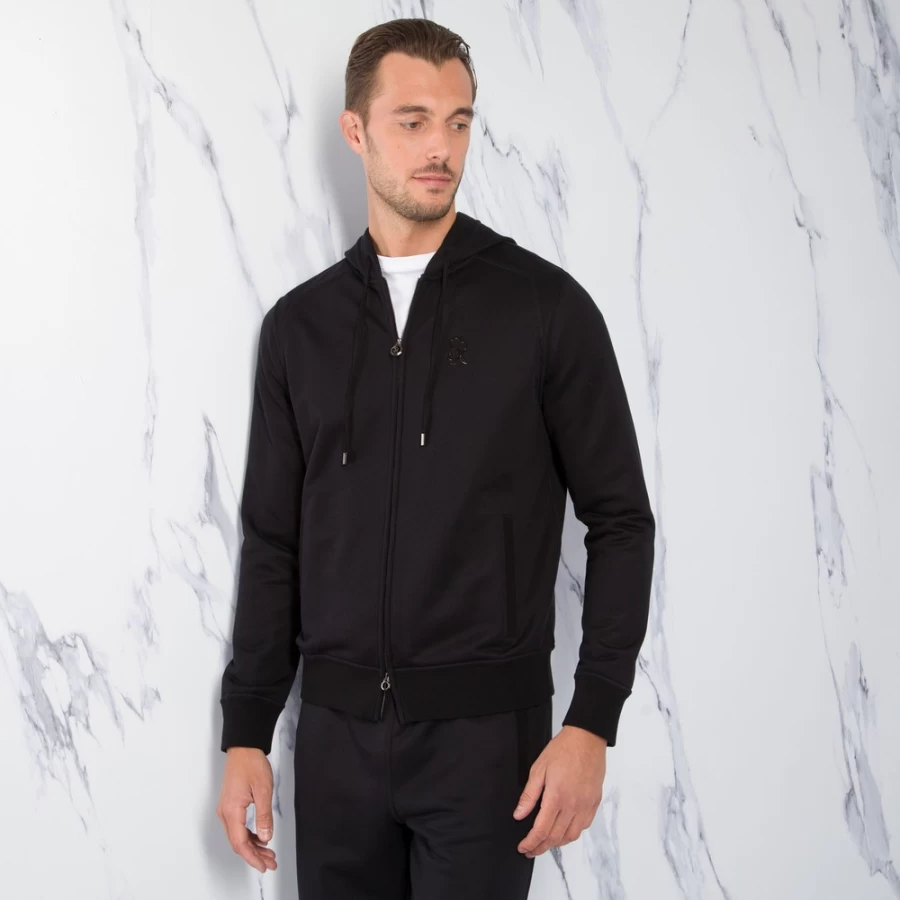 Stefano Ricci Men's Premium Hooded Jogging Suit Blouson Jacket for Athletic Comfort