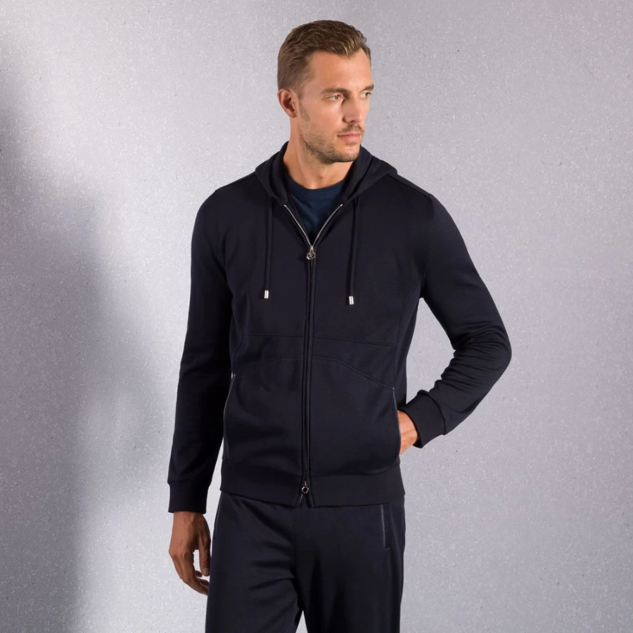 Stefano Ricci Men's Premium Hooded Zip-Up Jogging Sweater for Athletic Comfort