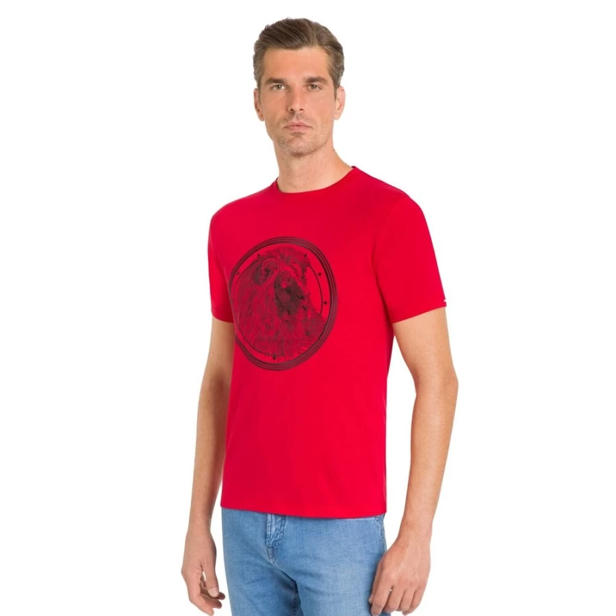 Stefano Ricci Men's Lion Head Embroidered Premium Cotton T-Shirt