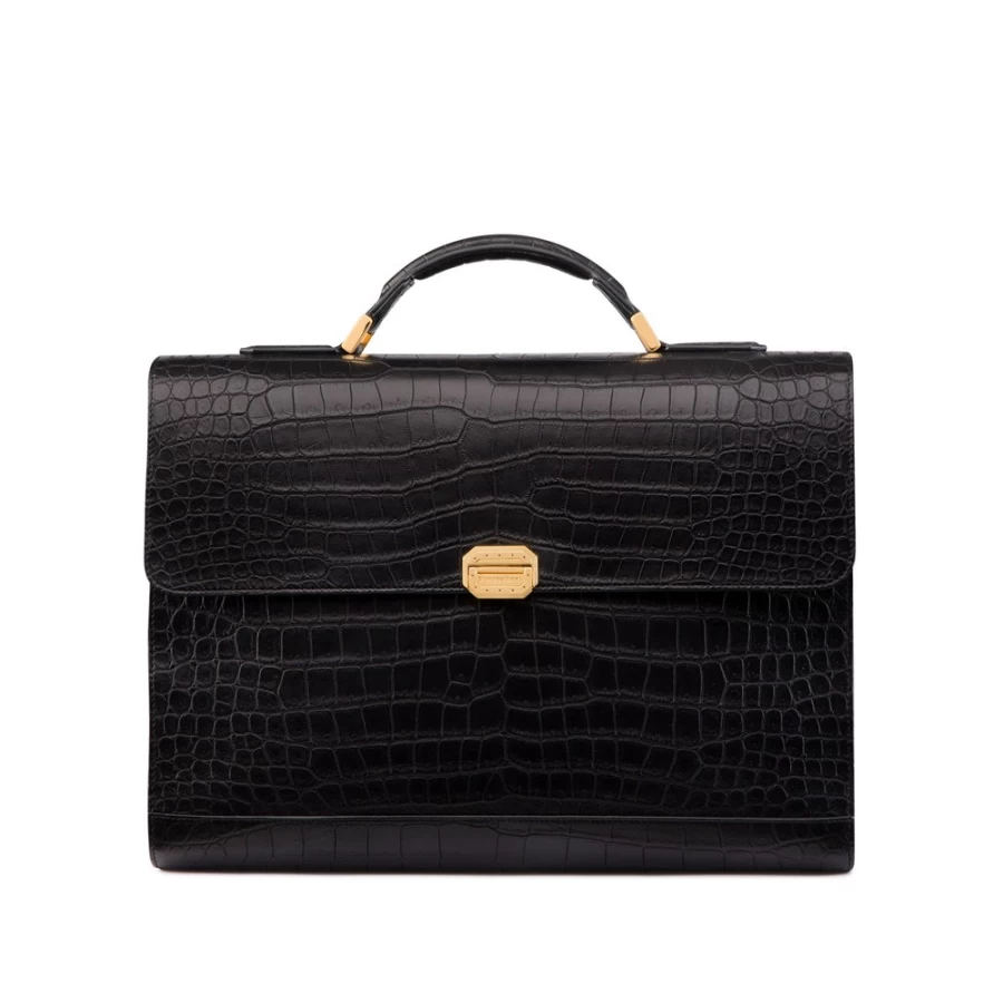 "Stefano Ricci Luxury Handmade Matte Crocodile Leather Briefcase for Men"