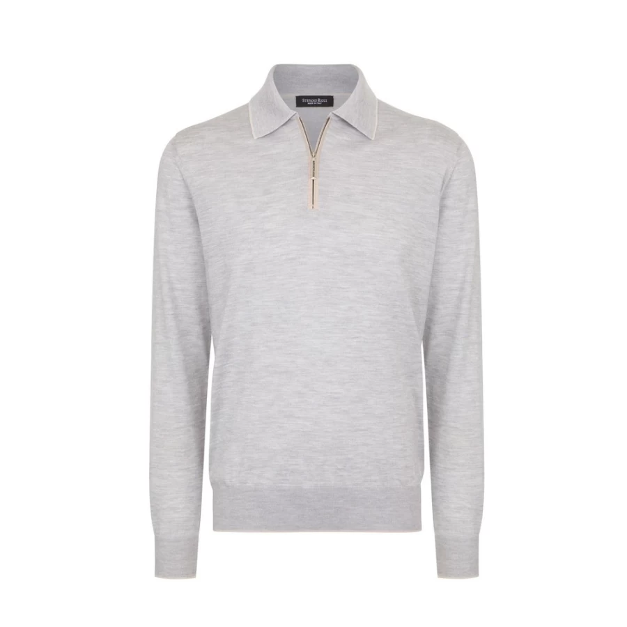 Stefano Ricci Men's Knit Zip Polo Shirt Premium Cotton Luxury Fashion