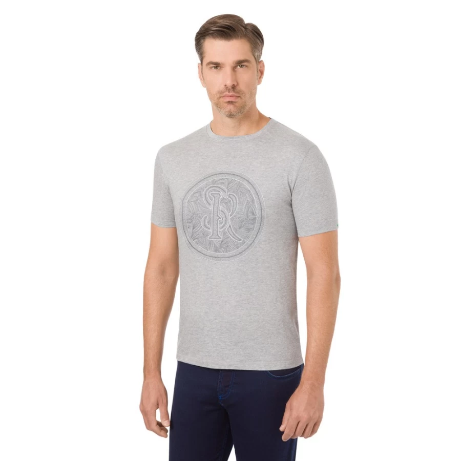 Stefano Ricci Men's Premium Crew Neck Cotton T-Shirt - Classic Fit Casual Tee