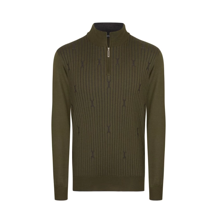 "Stefano Ricci Men's Knit Zip Mock Neck Sweater - Premium Luxury Pullover"