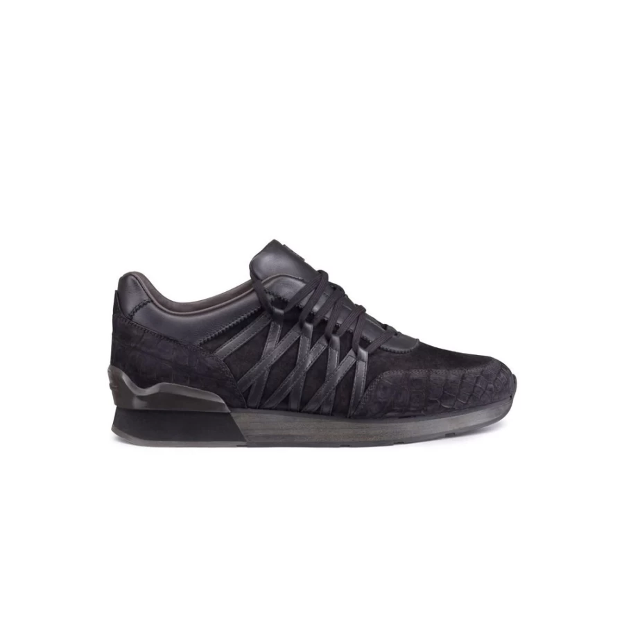 Stefano Ricci Luxury Nubuck Crocodile-Embossed Men's Sneakers