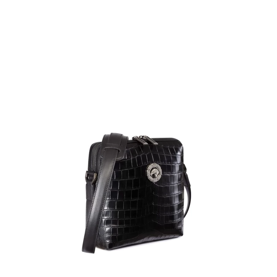 "Stefano Ricci Luxury Matted Crocodile Messenger Bag for Men – Premium Leather Briefcase"