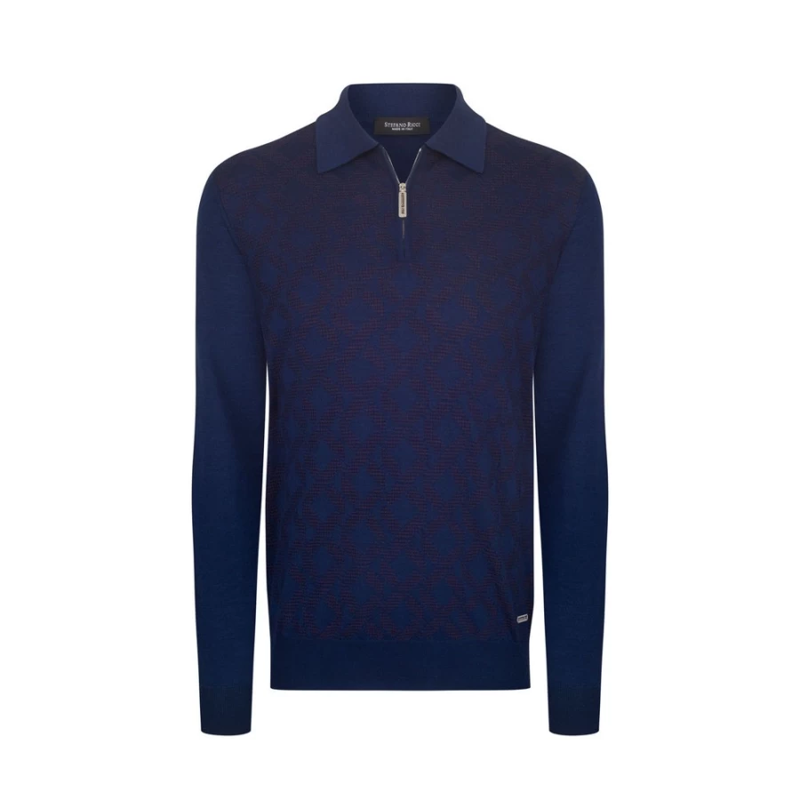 "Stefano Ricci Men's Knit Zip Polo Shirt in F22476_3187 Color"