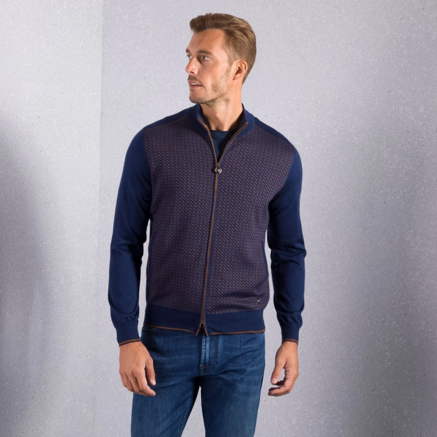 Stefano Ricci Men's Knit Mockneck Blouson - Premium Cotton Mock Neck Sweater