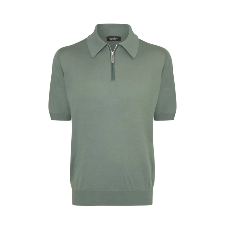 Stefano Ricci Men's Silk & Crocodile Zip Polo Shirt in F23102_2317