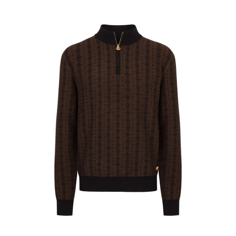 Stefano Ricci Men's Zip Mock Neck Cashmere Sweater Luxury Knitwear
