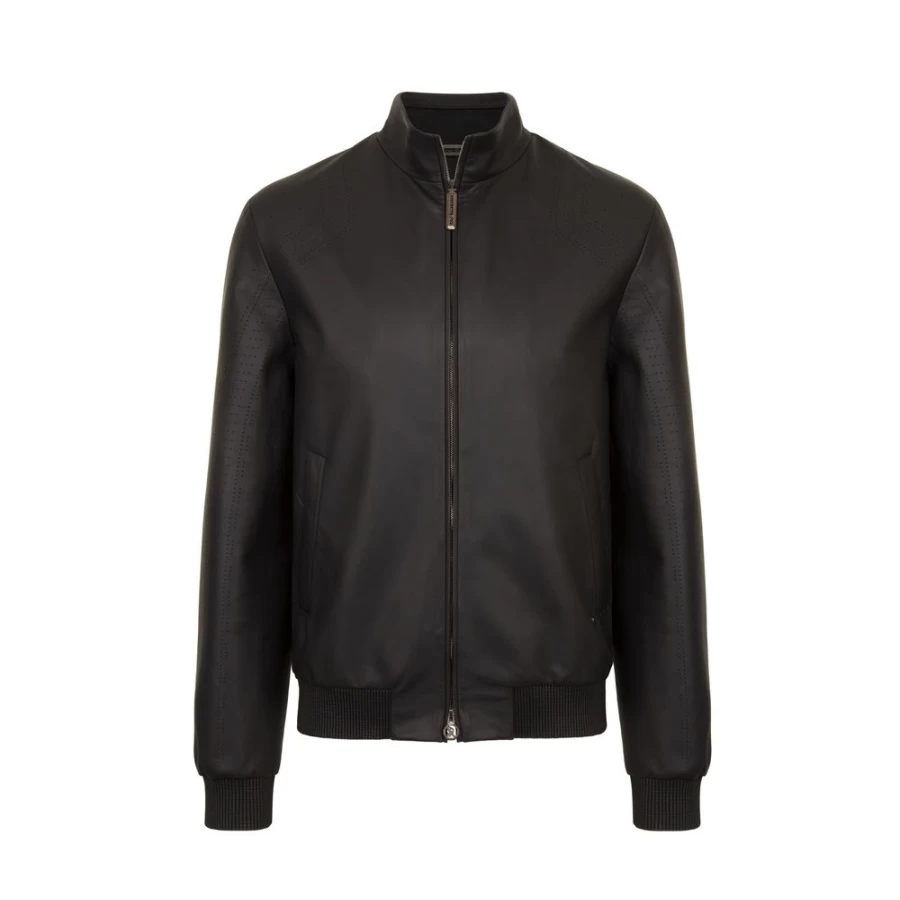 Stefano Ricci Men's Luxe Lambskin Leather Blouson Jacket – Premium Soft Shearling Lining