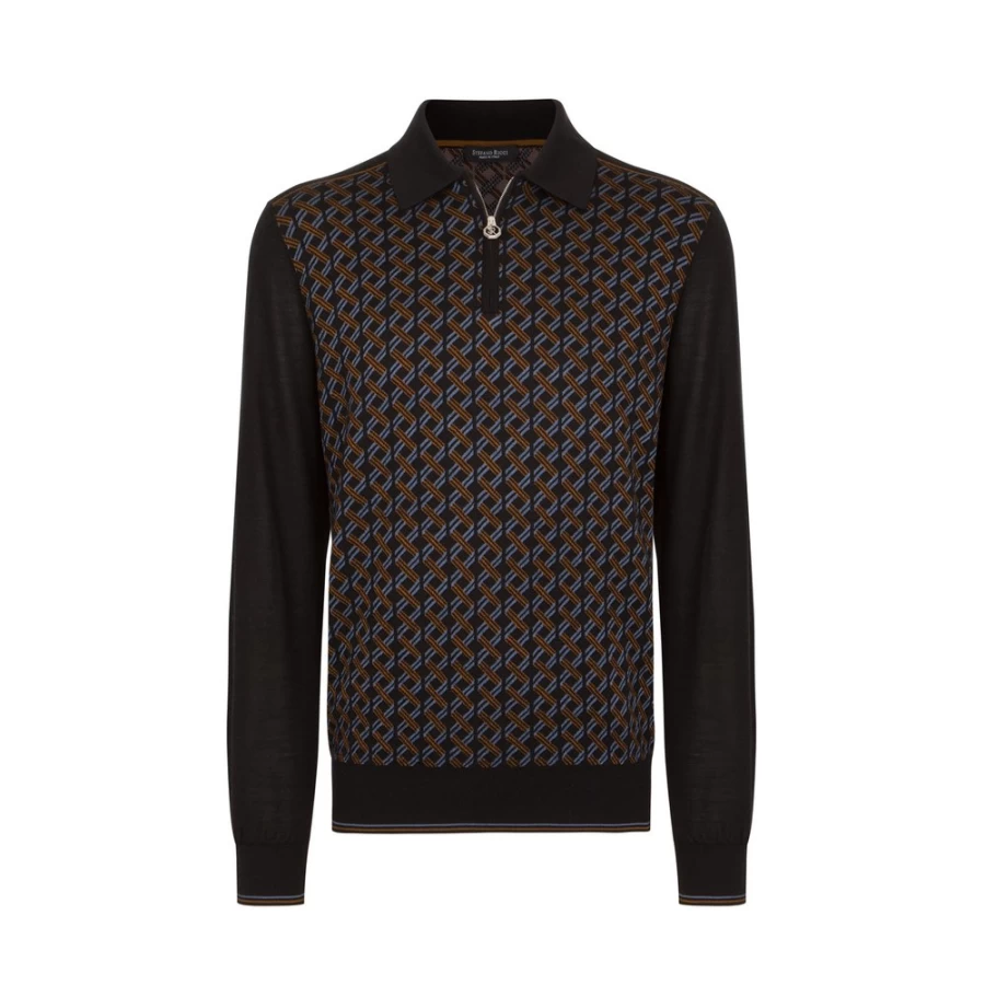 Stefano Ricci Men's Knit Zip Polo Shirt Premium Cotton Luxury Casual Wear