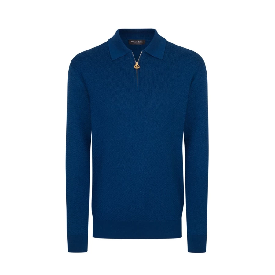 Stefano Ricci Men's Wool & Silk Blend Zip Polo Shirt in F23307_165 Color