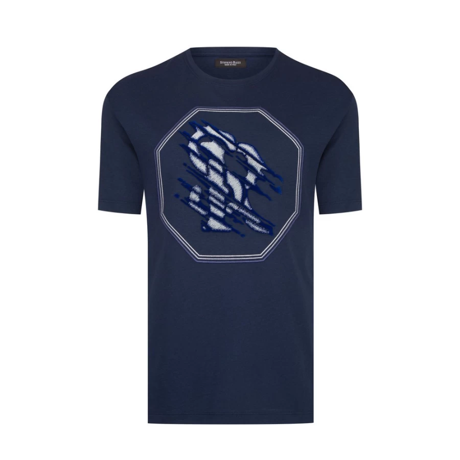 Stefano Ricci Men's Brgc Crewneck T-Shirt | Premium Cotton Classic Fit
