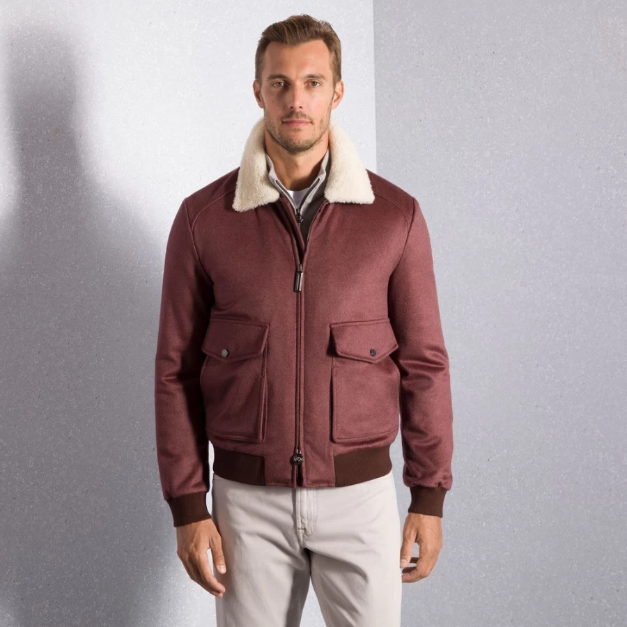 "Stefano Ricci Men's Shearling Blouson Jacket | Luxury Shearling Coat for Men"