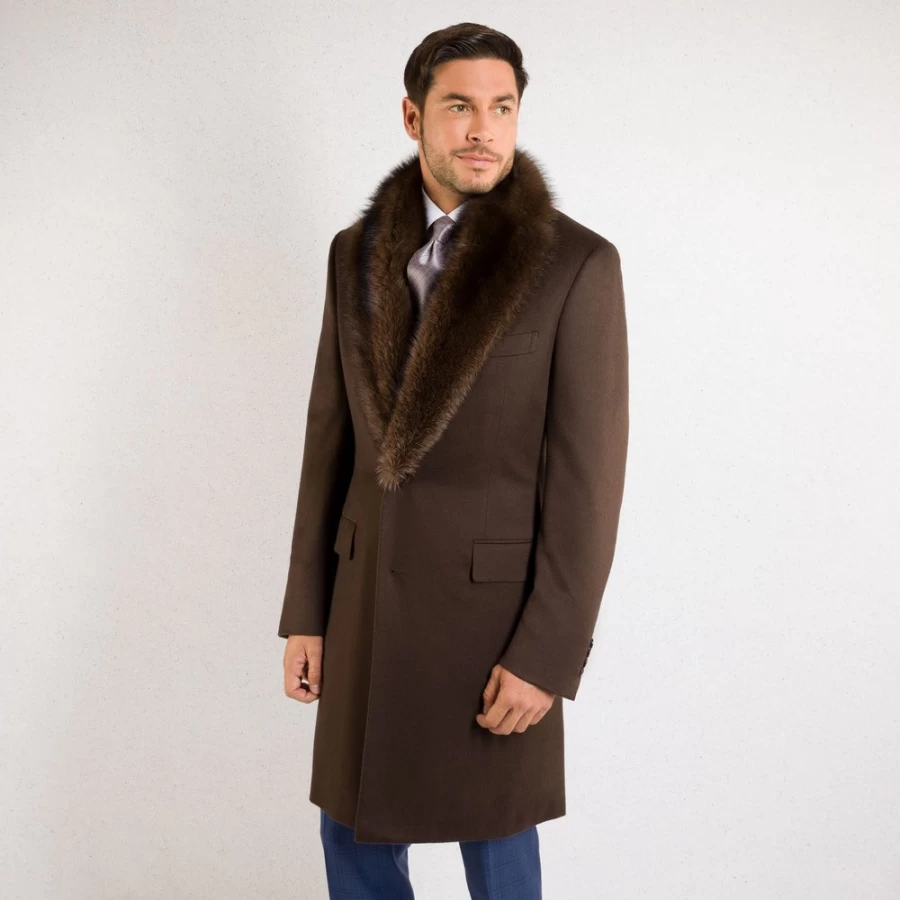 Stefano Ricci Men's Luxury Cashmere & Fisher Fur Coat – Premium Winter Outerwear
