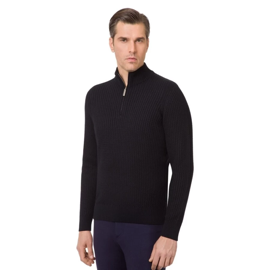 Stefano Ricci Men's Zip Mockneck Sweater - Premium Luxury Knitwear for Modern Style