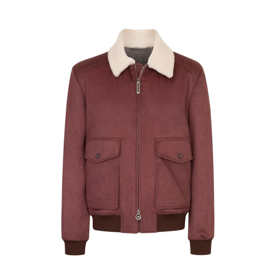 Stefano Ricci Men's Blouson Jacket with Lacon Shearling Collar in Co71Hc_6392 Color