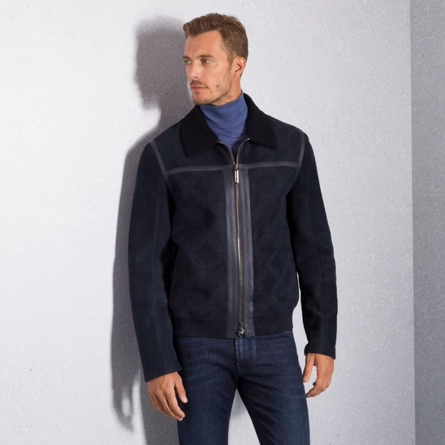 "Stefano Ricci Men's Luxury Shearling Blouson Jacket | Premium Outerwear"