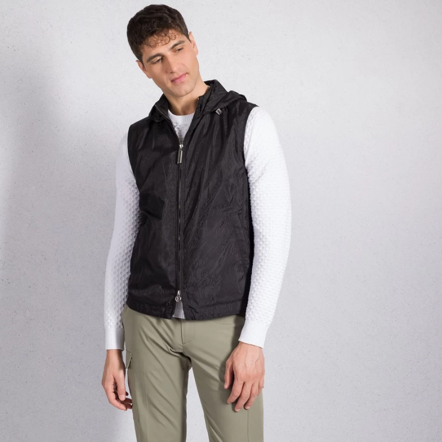 Stefano Ricci Men's Premium Hooded Gilet - Lightweight Quilted Vest for Stylish Layering