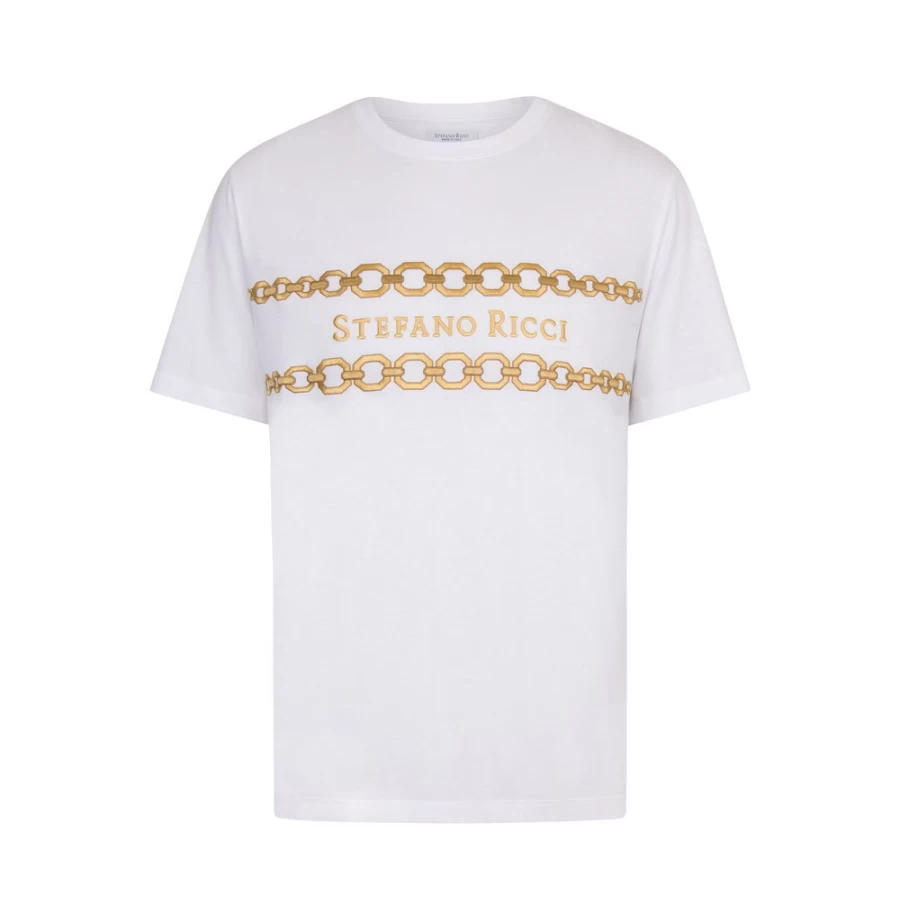 Stefano Ricci Men's W000 Crew Neck T-Shirt Premium Cotton Classic Fit
