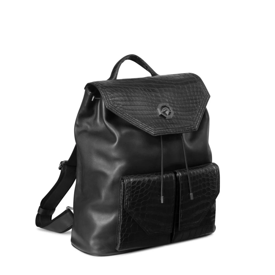"Stefano Ricci Luxury Calfskin & Matte Crocodile Leather Backpack"