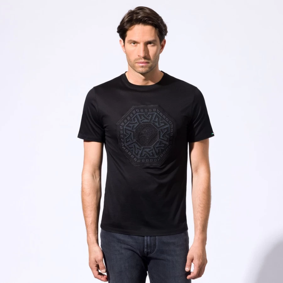 Stefano Ricci Men's Premium Crewneck T-Shirt - Luxury Cotton Comfort Fit Tee