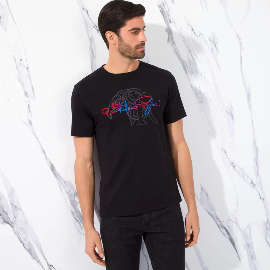 Stefano Ricci Men's Luxury Crewneck T-Shirt Premium Cotton Classic Fit