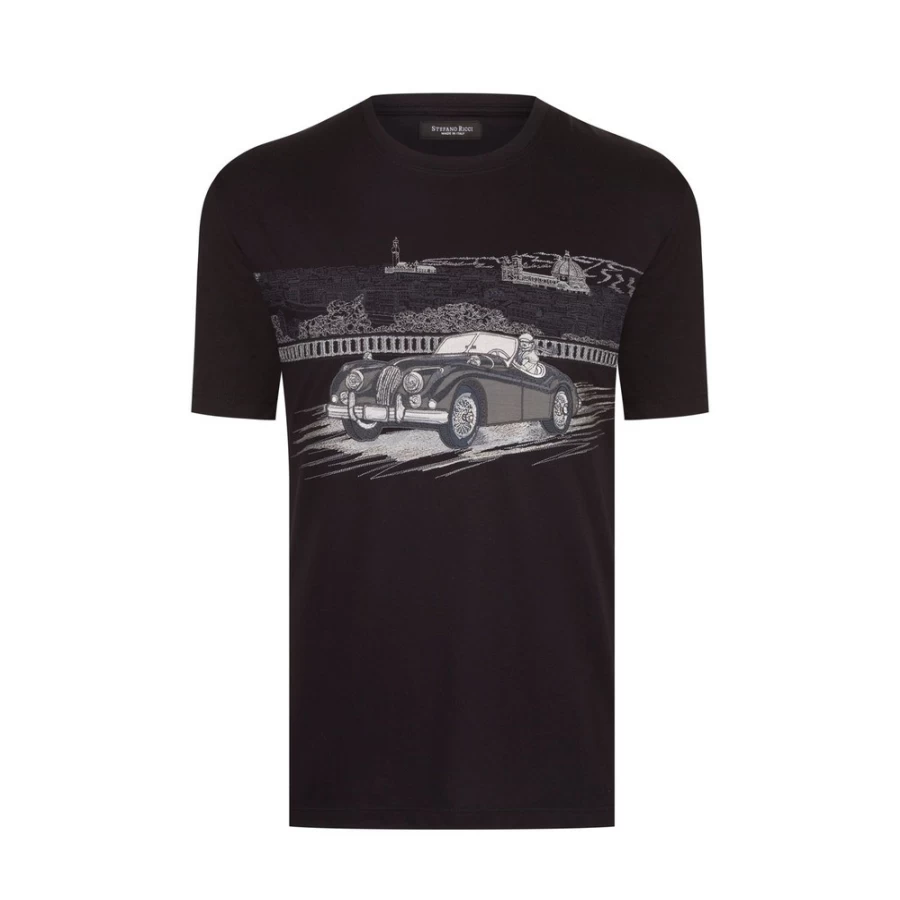 Stefano Ricci Men's Luxury Crewneck T-Shirt Premium Cotton Classic Fit
