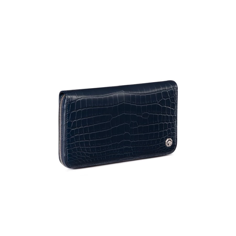 Stefano Ricci Luxury Matted Crocodile Zip Around Wallet in B013 Brown