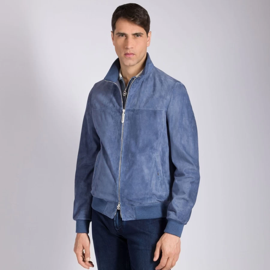 Stefano Ricci Men's Luxury Suede & Crocodile Leather Blouson Jacket