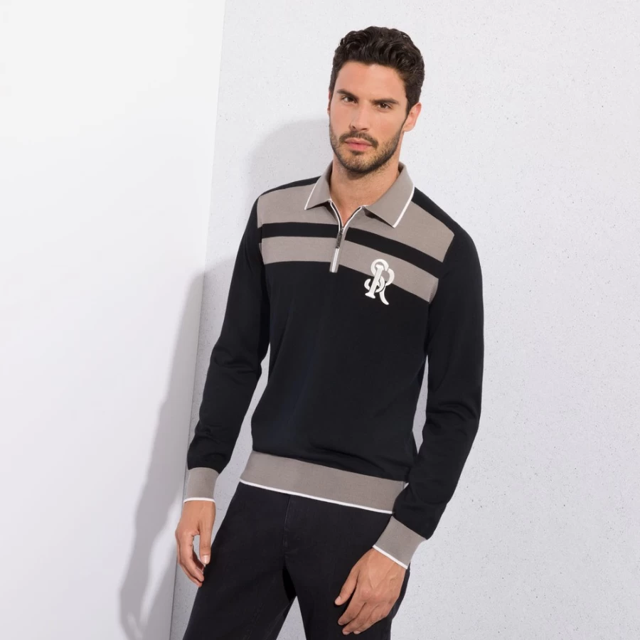 Stefano Ricci Men's Premium Zip Polo Shirt Luxury Casual Style