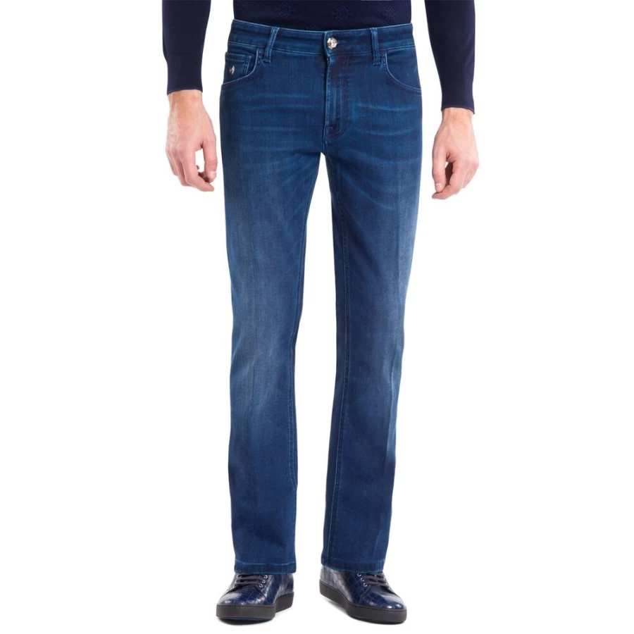Stefano Ricci Men's Slim Fit Jeans - Premium Tailored Denim Pants for a Stylish Look