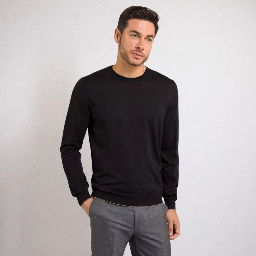 Stefano Ricci Men's Premium Crew Neck Sweater in Elegant Burgundy (Color Code E23374_3131)