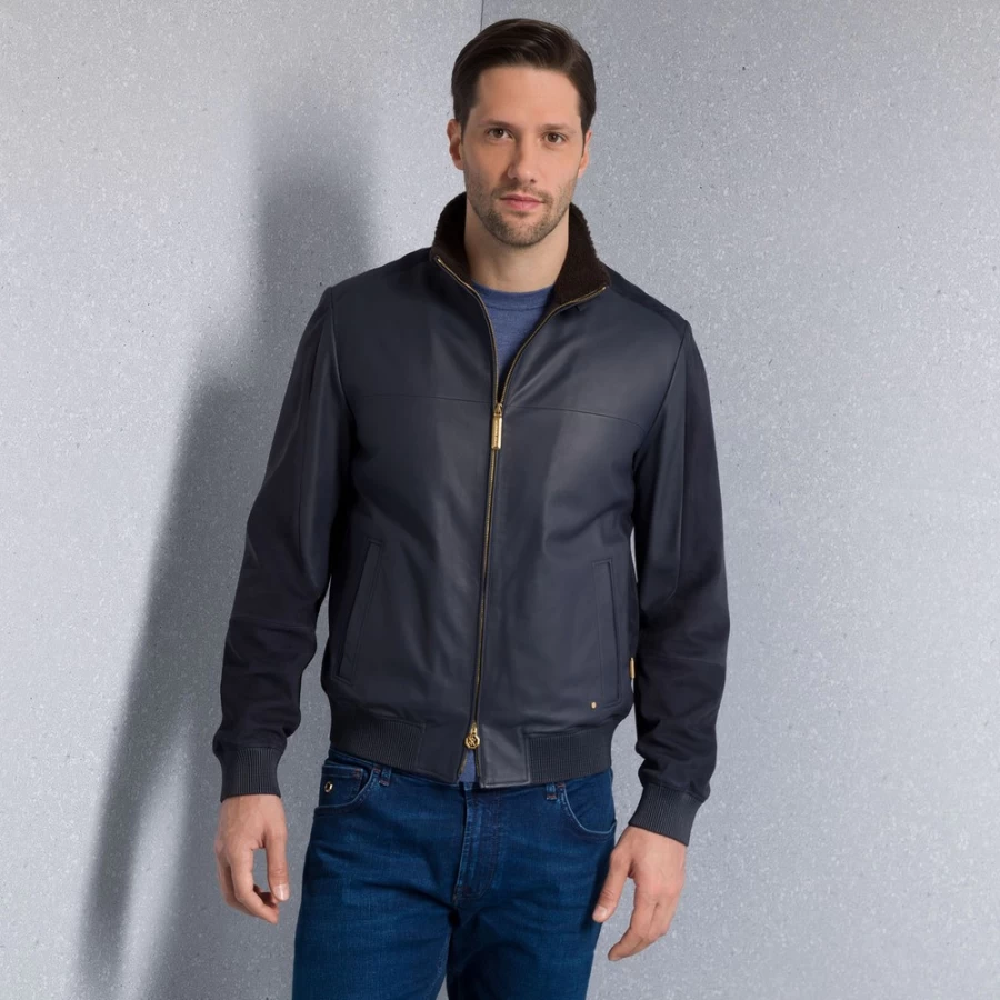 "Stefano Ricci Men's Luxury Blouson Jacket in Lambskin, Shearling & Crocodile Leather"