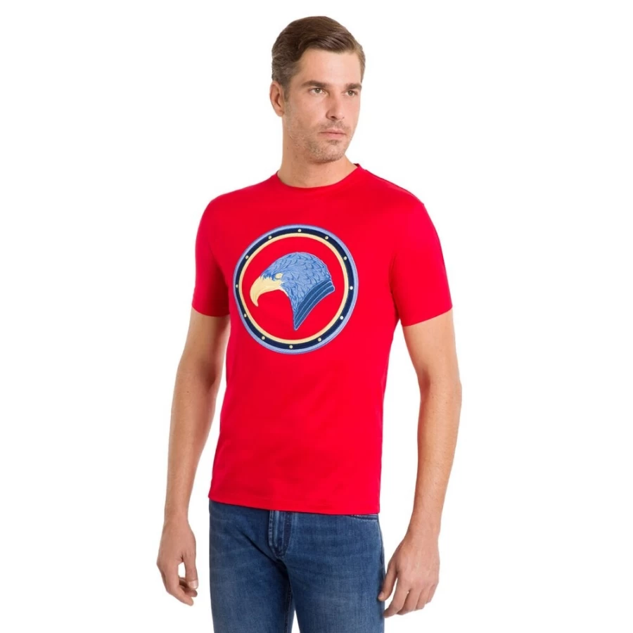 Stefano Ricci Men's Eagle Head Embroidered Premium Cotton T-Shirt