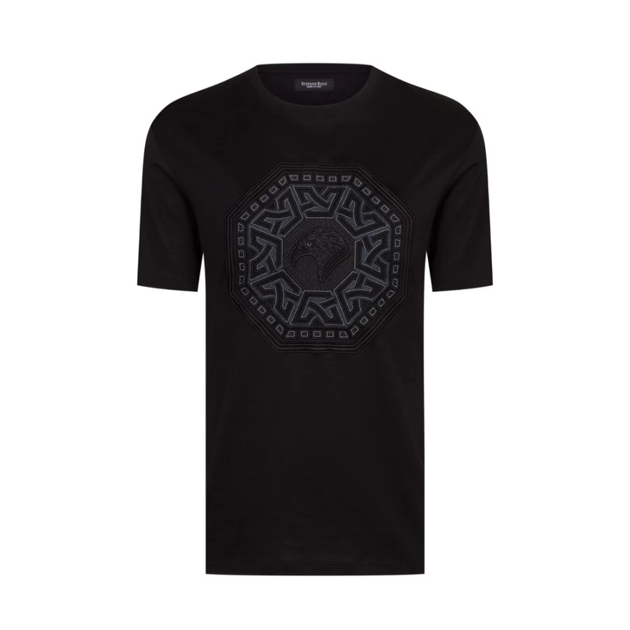 Stefano Ricci Men's Premium Crewneck T-Shirt - Luxury Cotton Comfort Fit Tee