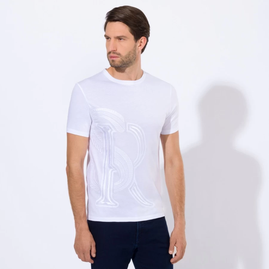 Stefano Ricci Men's Luxury Crewneck T-Shirt Premium Cotton Classic Fit