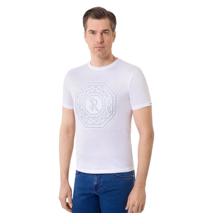 Stefano Ricci Men's Premium Octagonal SR Logo T-Shirt
