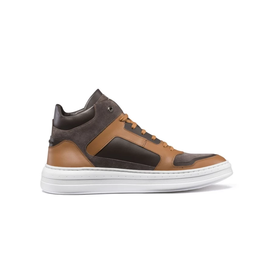 "Stefano Ricci Men's Luxury Calfskin Leather & Suede High-Top Sneakers – Premium Designer Shoes"