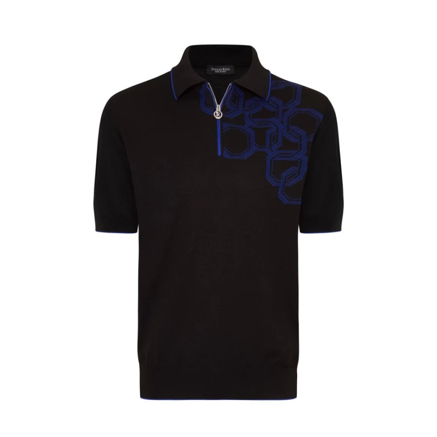"Stefano Ricci Men's Premium Zip Polo Shirt in Classic Style – F23108_4131 Color"