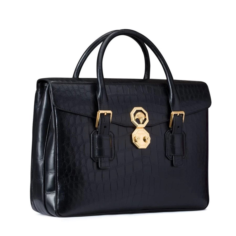 "Stefano Ricci Luxury Handmade Crocodile Leather Briefcase for Men"