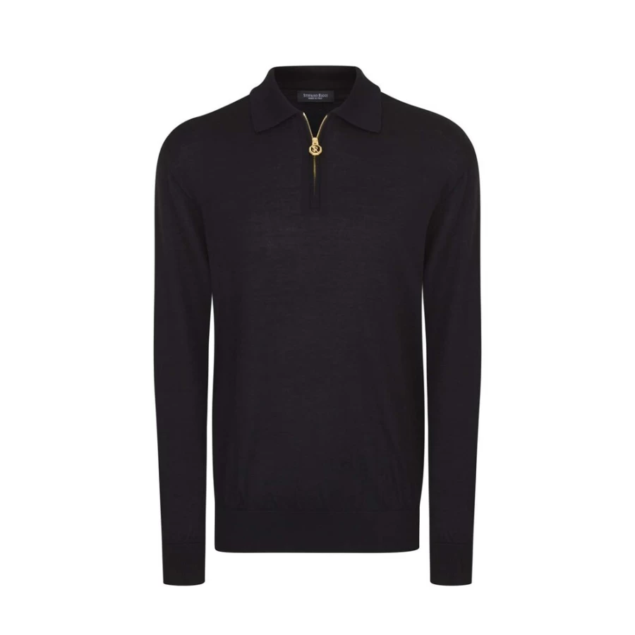 Stefano Ricci Men's Zip Polo Shirt in Red - Premium Luxury Golf Shirt for Men
