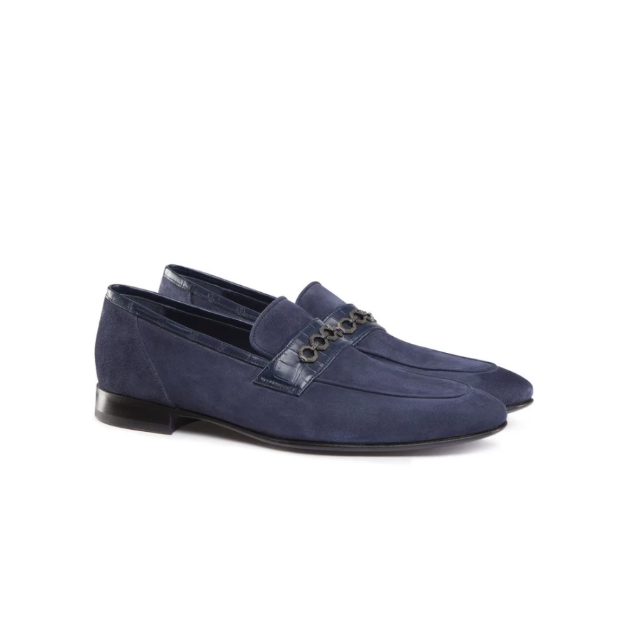 Stefano Ricci Luxury B013 Suede & Matte Crocodile Leather Loafers for Men