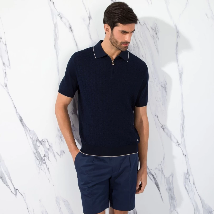 "Stefano Ricci Men's Premium Zip Polo Shirt – Luxury Designer Knitwear"
